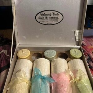 Candle set in beautiful white keepsake box